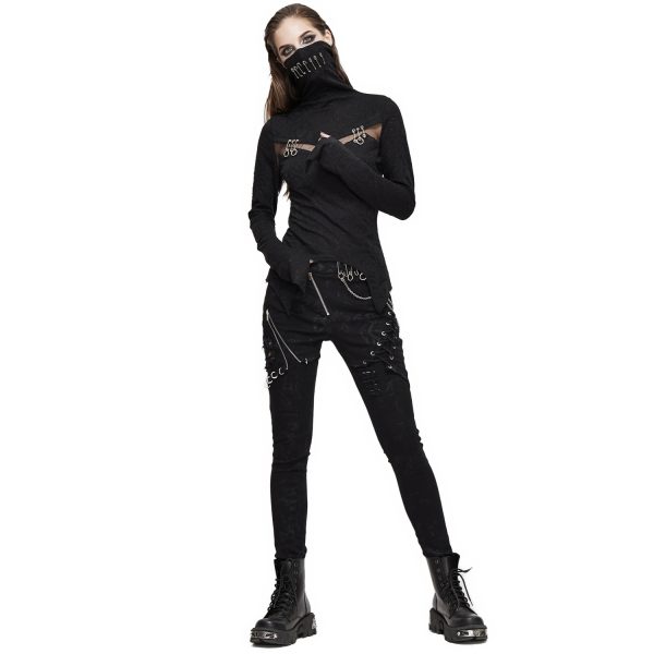 DEVIL FASHION Haut Manches Longues ‘Dark Turtleneck’ Noir a Prix Discount 8