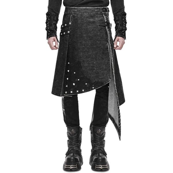 DEVIL FASHION Jupe Kilt ‘Golgotha’ Noire Anthracite pas cher en ligne 1