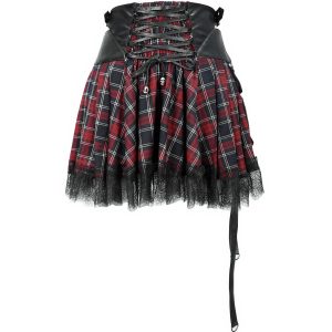 aux meilleurs prix DEVIL FASHION Jupe ‘Punk Lace Up’ En Tartan Et Simili Cuir 50