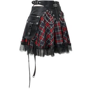 aux meilleurs prix DEVIL FASHION Jupe ‘Punk Lace Up’ En Tartan Et Simili Cuir 54