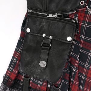 aux meilleurs prix DEVIL FASHION Jupe ‘Punk Lace Up’ En Tartan Et Simili Cuir 60