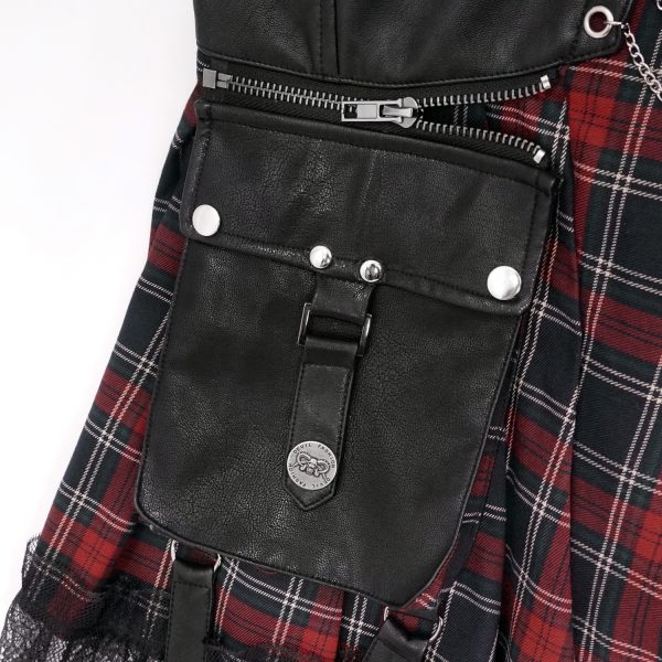 aux meilleurs prix DEVIL FASHION Jupe ‘Punk Lace Up’ En Tartan Et Simili Cuir 21