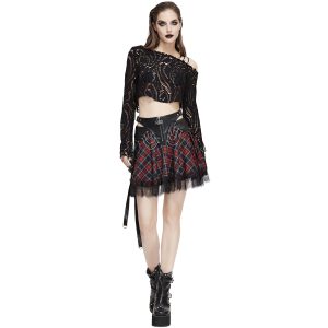 aux meilleurs prix DEVIL FASHION Jupe ‘Punk Lace Up’ En Tartan Et Simili Cuir 28