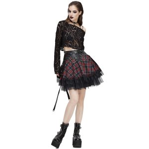 aux meilleurs prix DEVIL FASHION Jupe ‘Punk Lace Up’ En Tartan Et Simili Cuir 32