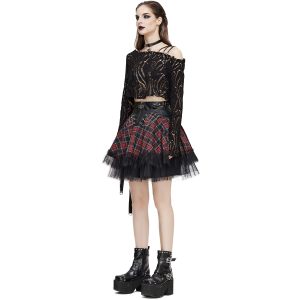 aux meilleurs prix DEVIL FASHION Jupe ‘Punk Lace Up’ En Tartan Et Simili Cuir 36