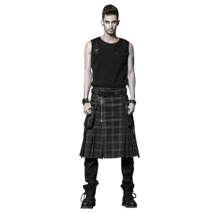 PUNK RAVE Kilt ‘Bersek’ En Tartan à Carreaux Marrons Et Noirs boutique pas cher 22