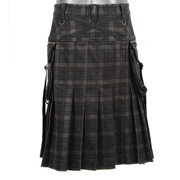 PUNK RAVE Kilt ‘Bersek’ En Tartan à Carreaux Marrons Et Noirs boutique pas cher 13