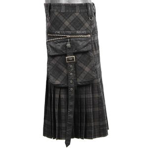 PUNK RAVE Kilt ‘Bersek’ En Tartan à Carreaux Marrons Et Noirs boutique pas cher 44