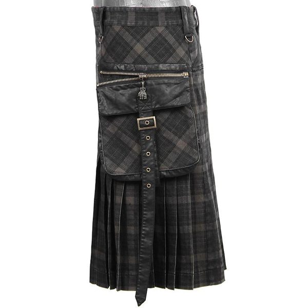 PUNK RAVE Kilt ‘Bersek’ En Tartan à Carreaux Marrons Et Noirs boutique pas cher 14