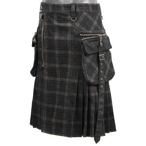 PUNK RAVE Kilt ‘Bersek’ En Tartan à Carreaux Marrons Et Noirs boutique pas cher 46