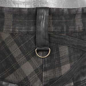 PUNK RAVE Kilt ‘Bersek’ En Tartan à Carreaux Marrons Et Noirs boutique pas cher 50