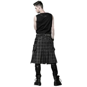 PUNK RAVE Kilt ‘Bersek’ En Tartan à Carreaux Marrons Et Noirs boutique pas cher 24