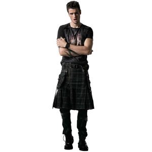 PUNK RAVE Kilt ‘Bersek’ En Tartan à Carreaux Marrons Et Noirs boutique pas cher 28