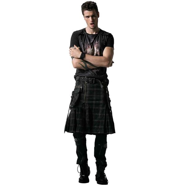 PUNK RAVE Kilt ‘Bersek’ En Tartan à Carreaux Marrons Et Noirs boutique pas cher 6