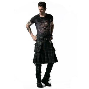 PUNK RAVE Kilt ‘Bersek’ En Tartan à Carreaux Marrons Et Noirs boutique pas cher 32