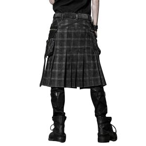 PUNK RAVE Kilt ‘Bersek’ En Tartan à Carreaux Marrons Et Noirs boutique pas cher 36