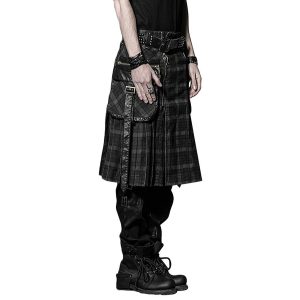 PUNK RAVE Kilt ‘Bersek’ En Tartan à Carreaux Marrons Et Noirs boutique pas cher 38