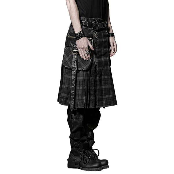 PUNK RAVE Kilt ‘Bersek’ En Tartan à Carreaux Marrons Et Noirs boutique pas cher 11