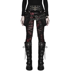 PUNK RAVE Legging ‘Ripped Off’ Rouge REMISE 20