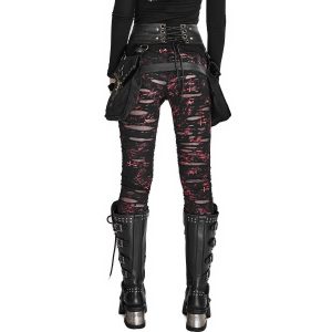 PUNK RAVE Legging ‘Ripped Off’ Rouge REMISE 22