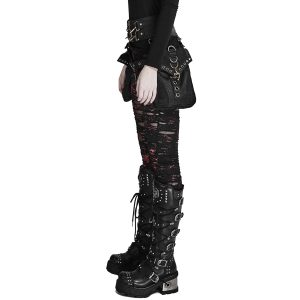 PUNK RAVE Legging ‘Ripped Off’ Rouge REMISE 24