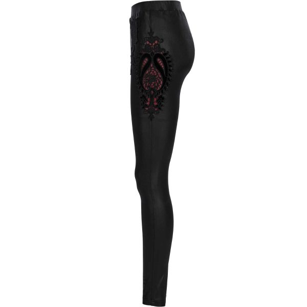 achetez PUNK RAVE Leggings ‘Alluria’ Noir Et Rouge 12