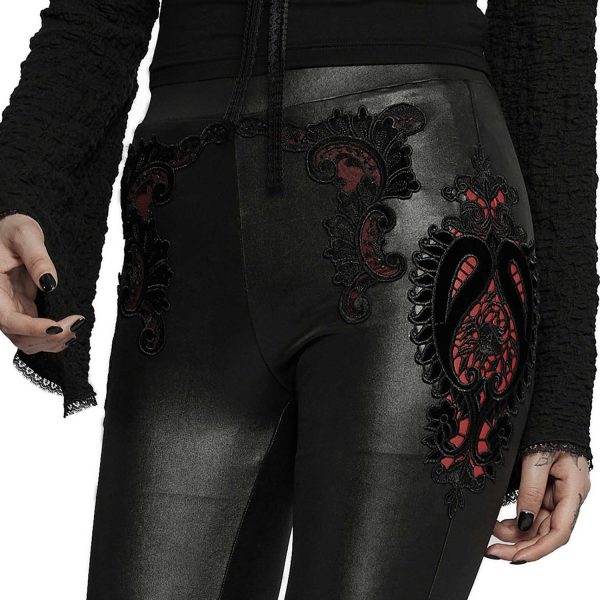 achetez PUNK RAVE Leggings ‘Alluria’ Noir Et Rouge 9