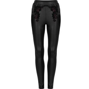 achetez PUNK RAVE Leggings ‘Alluria’ Noir Et Rouge 32