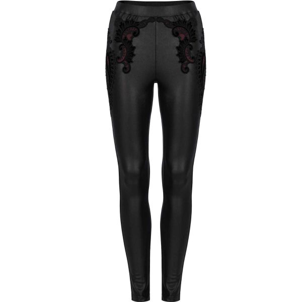 achetez PUNK RAVE Leggings ‘Alluria’ Noir Et Rouge 10