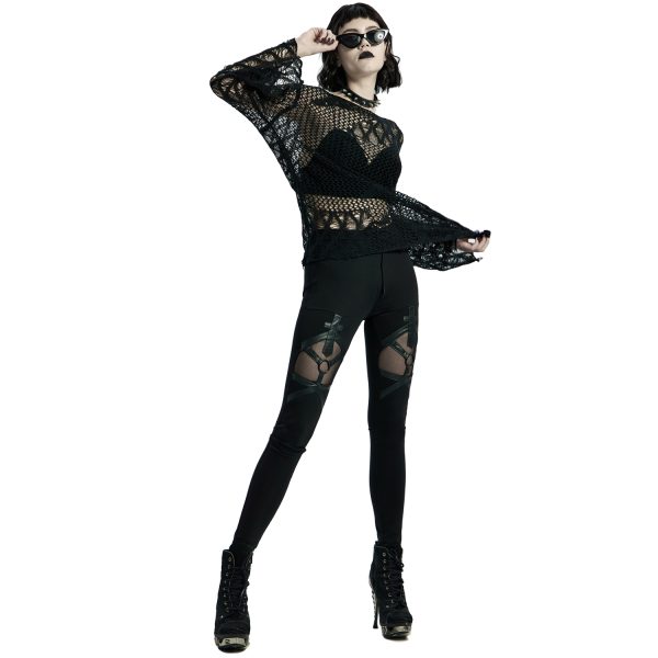 PUNK RAVE Leggings ‘Dark Doll’ Noir soldes en ligne 3