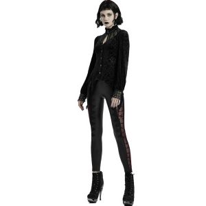 Meilleur Prix PUNK RAVE Leggings ‘Hecate’ Noir Et Bordeaux 20