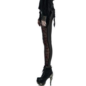 Meilleur Prix PUNK RAVE Leggings ‘Hecate’ Noir Et Bordeaux 38