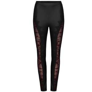 Meilleur Prix PUNK RAVE Leggings ‘Hecate’ Noir Et Bordeaux 40