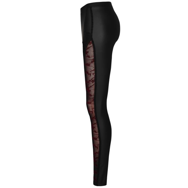 Meilleur Prix PUNK RAVE Leggings ‘Hecate’ Noir Et Bordeaux 15