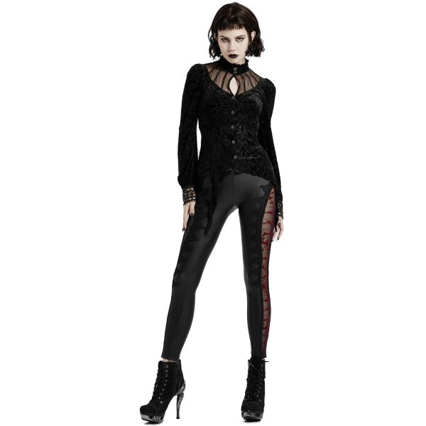 Meilleur Prix PUNK RAVE Leggings ‘Hecate’ Noir Et Bordeaux 5