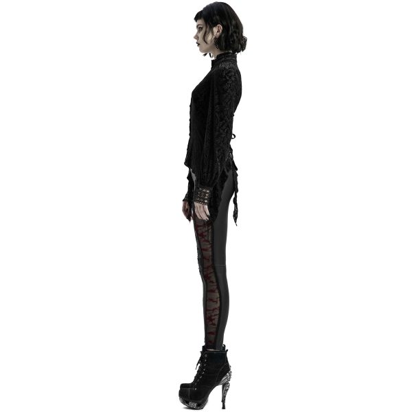 Meilleur Prix PUNK RAVE Leggings ‘Hecate’ Noir Et Bordeaux 6