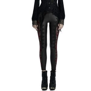 Meilleur Prix PUNK RAVE Leggings ‘Hecate’ Noir Et Bordeaux 34