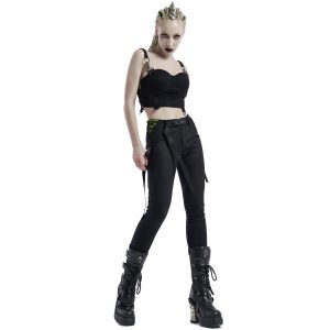 en ligne vente PUNK RAVE Leggings ‘Punk Stretch’ Noir Et Vert 19