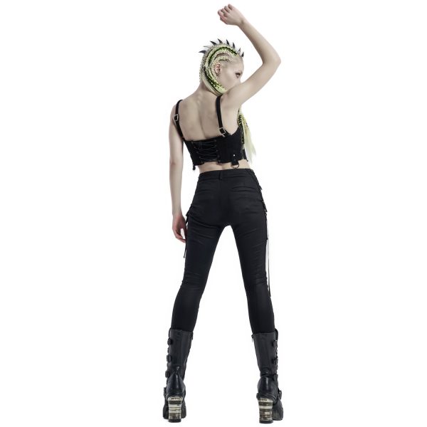 en ligne vente PUNK RAVE Leggings ‘Punk Stretch’ Noir Et Vert 4