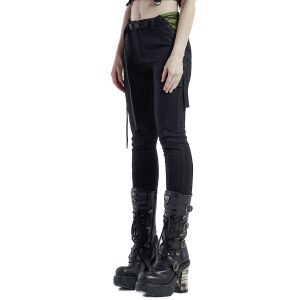 en ligne vente PUNK RAVE Leggings ‘Punk Stretch’ Noir Et Vert 33