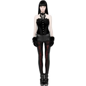 PUNK RAVE Leggings ‘Soiree Gothic’ Noir Et Rouge vente pas cher 20