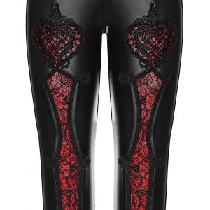 PUNK RAVE Leggings ‘Soiree Gothic’ Noir Et Rouge vente pas cher 40