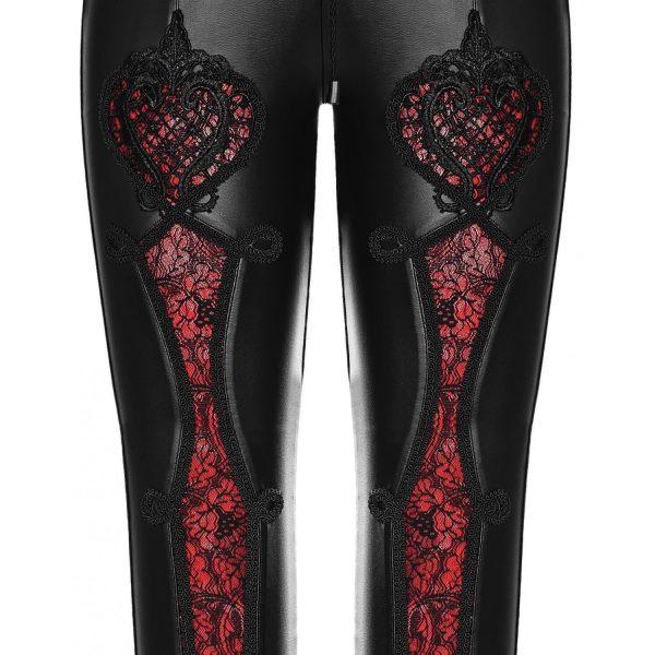 PUNK RAVE Leggings ‘Soiree Gothic’ Noir Et Rouge vente pas cher 13