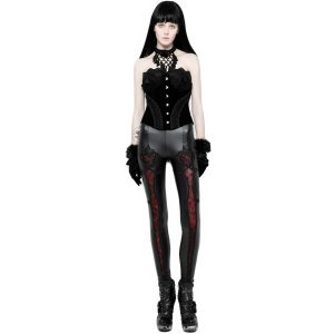 PUNK RAVE Leggings ‘Soiree Gothic’ Noir Et Rouge vente pas cher 24