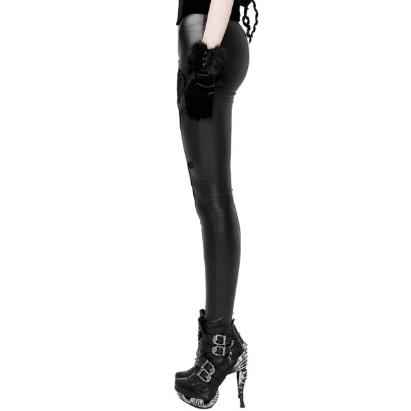 PUNK RAVE Leggings ‘Soiree Gothic’ Noir Et Rouge vente pas cher 9