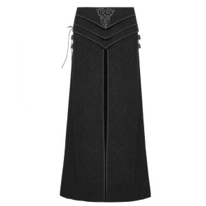 PUNK RAVE Long Kilt ‘Asmodey’ En Jacquard Noir soldes magasin 34