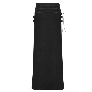 PUNK RAVE Long Kilt ‘Asmodey’ En Jacquard Noir soldes magasin 36