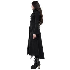 soldes officiel PUNK RAVE Long Manteau Brodé ‘Maelyss’ Noir 21