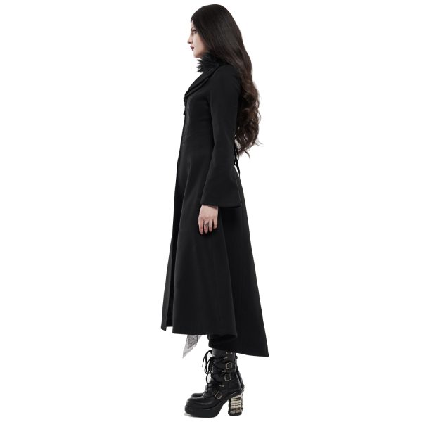 soldes officiel PUNK RAVE Long Manteau Brodé ‘Maelyss’ Noir 5