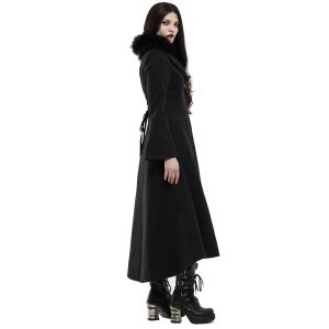 soldes officiel PUNK RAVE Long Manteau Brodé ‘Maelyss’ Noir 25